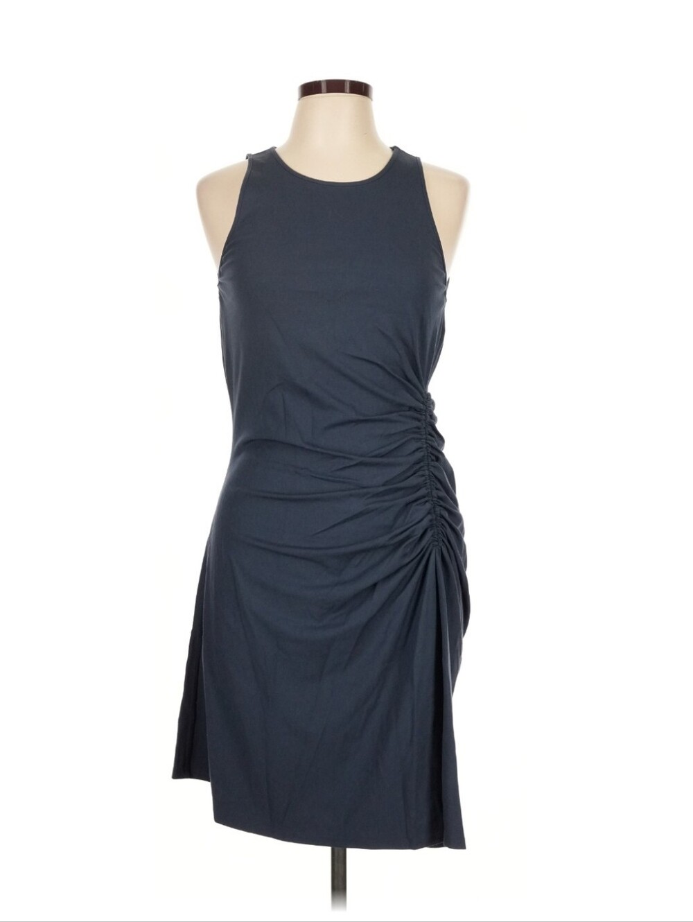 LOFT Slate Blue Ruched Side Tank Dress Size 4P NWT | Minimalist Modern Basic